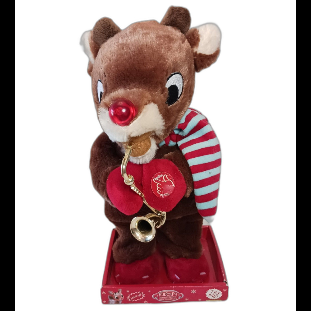 Rudolph The Red Nosed Reindeer animated plush Dandee plays music dances light up